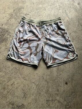 Lrg Men's Olive & Brown Swirl Print Athletic Shorts